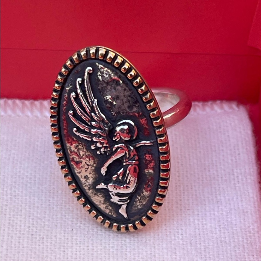 James Avery Sterling Angel Cameo Ring in Silver and Bronze